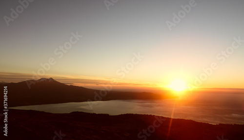 Sunset over Calbuco Volcano seen from Osorno Volcano