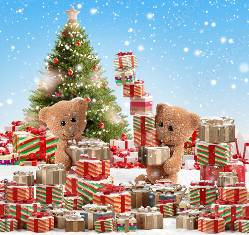 festive teddy bear design o...