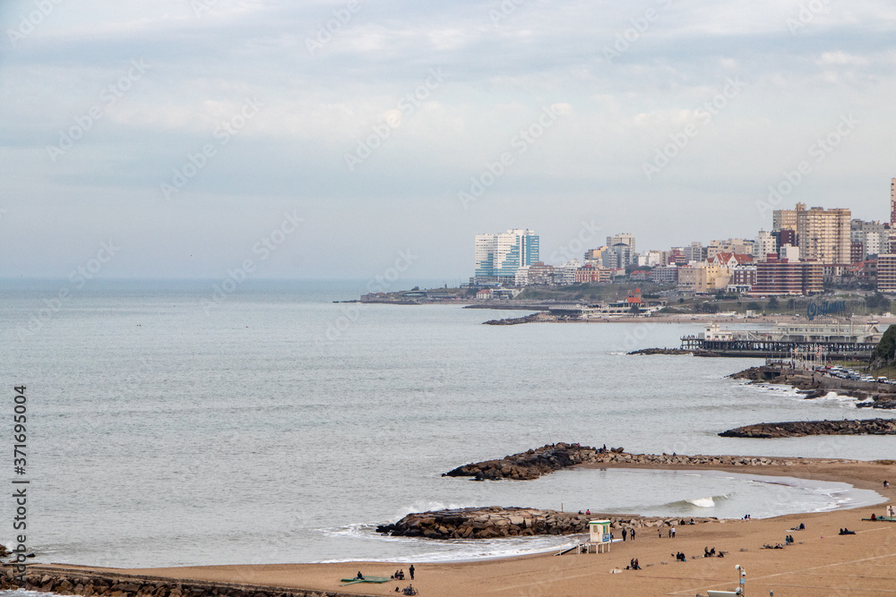 Aerial view of the city of Mar del Plata from Independence Avenue one winter afternoon.