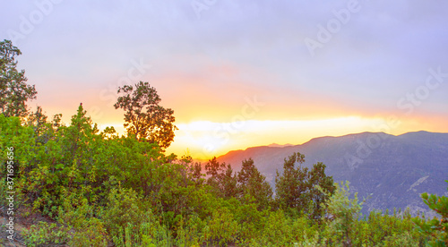 Amazing mountain landscape. natural outdoor travel background. Summer mountain landscape in morocco - taberrant. sunset
