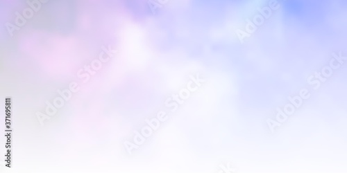 Light Pink, Blue vector template with sky, clouds. Gradient illustration with colorful sky, clouds. Pattern for your commercials. © Guskova