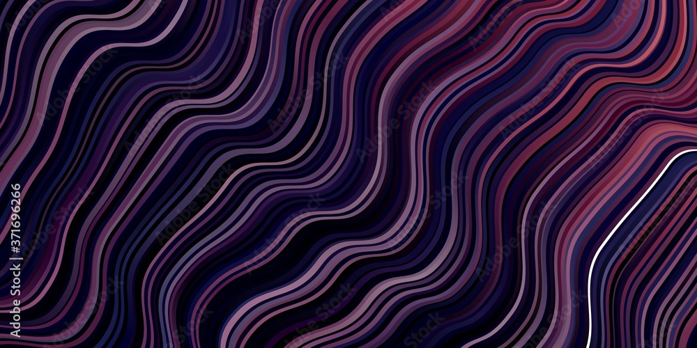 Dark Pink, Blue vector pattern with curves. Abstract illustration with bandy gradient lines. Best design for your posters, banners.