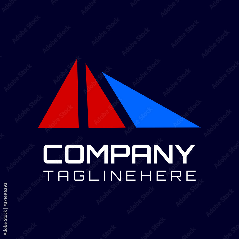 Vector logo of a flat for business with a mountain illustration with a triangle pattern forming the initials 