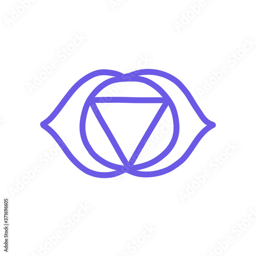 chakra ajna doodle icon, vector color illustration