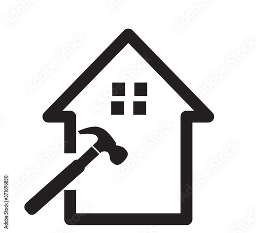 house repair on white background. house repair logo. home and hammer sign.