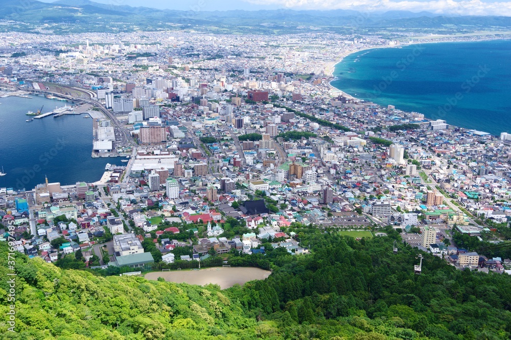 Fototapeta premium view of Hakodate City in summer, Hokkaido in Japan 夏の函館 北海道
