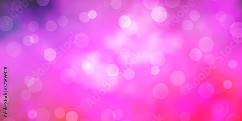 Light Purple, Pink vector pattern with spheres. Illustration with set of shining colorful abstract spheres. Pattern for business ads.