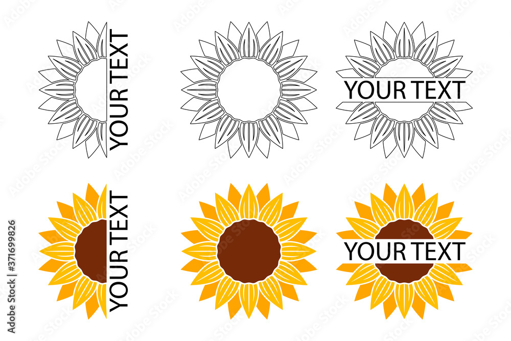 Collection of sunflower icons banners package labels templates - Vector illustration. Collection of sunflower icons banners package labels templates - Vector illustration.