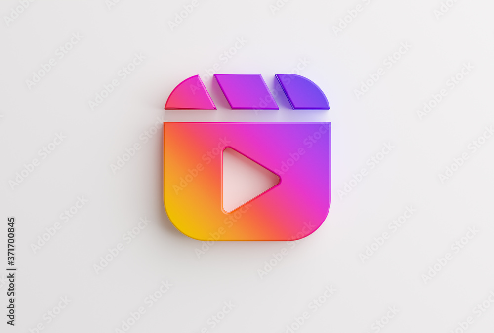 Reels Instagram Logo on White Background. New Feature Social Media App