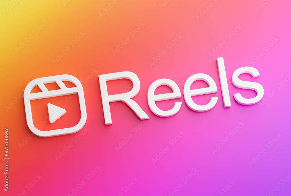 Reels Text Instagram Logo. New Feature Social Media App 3D Rendering