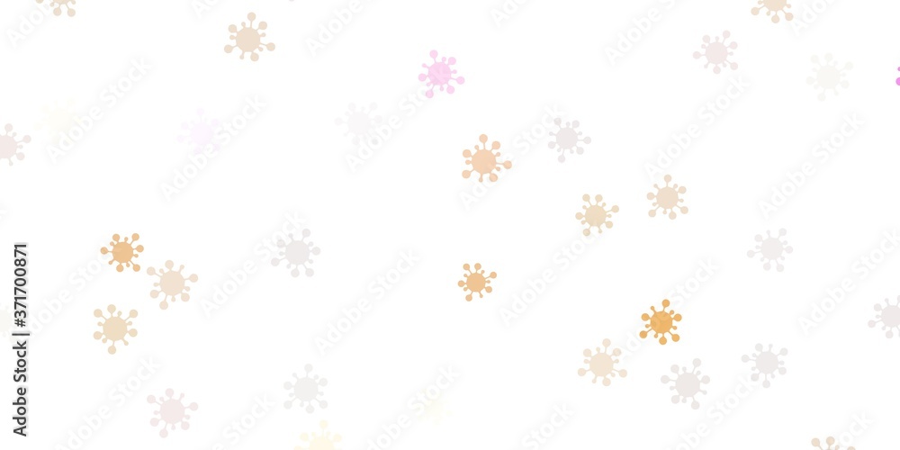 Light pink, yellow vector template with flu signs. Light pink, yellow vector template with flu signs.