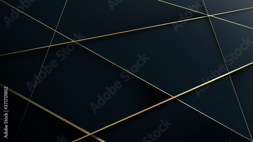 Gold lines on dark blue abstract luxury pattern background. Vector illustration
