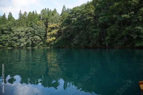 A calm lake in the morning in Japan, Nagano, Aoki lake