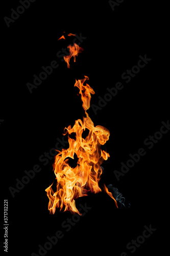 Fire flames on black background, isolated © MAKOVSKY ART