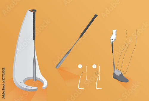 Shoehorn with stand and show how to use
