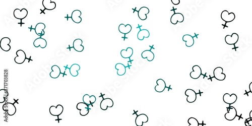 Light Green vector backdrop with woman's power symbols.