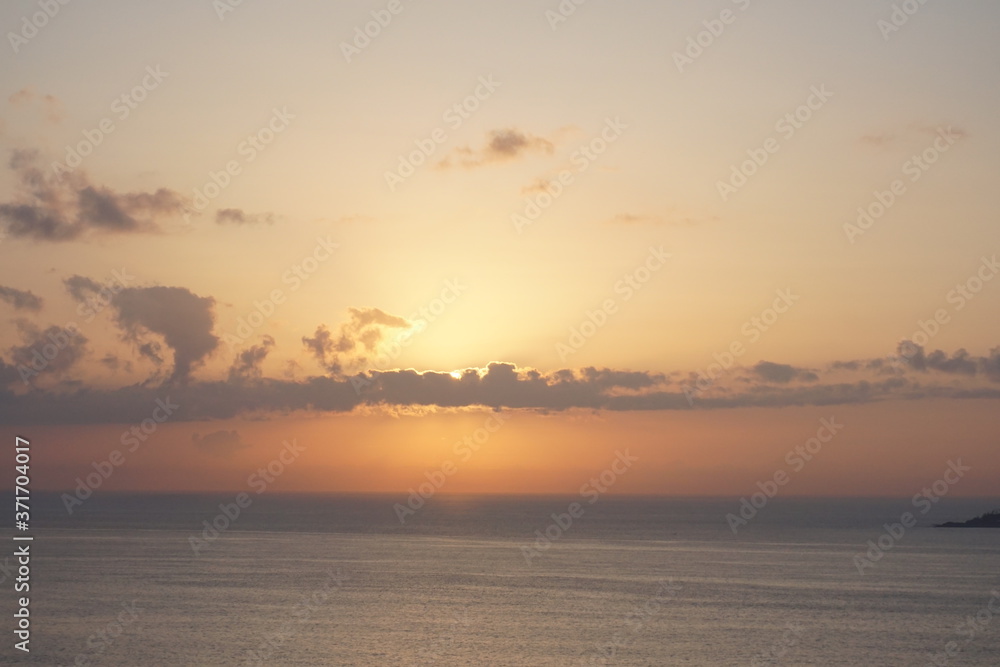 beautiful summer sunset into the sea in Japan