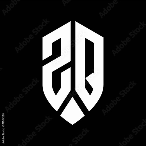 zq logo monogram with emblem shield style design template photo