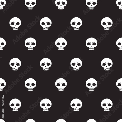 Abstract black and white head skull vector seamless pattern