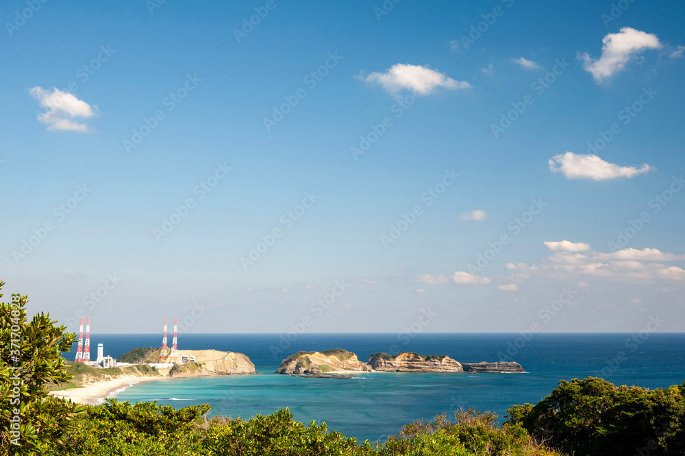 種子島のロケットの丘からの美しい眺め全景