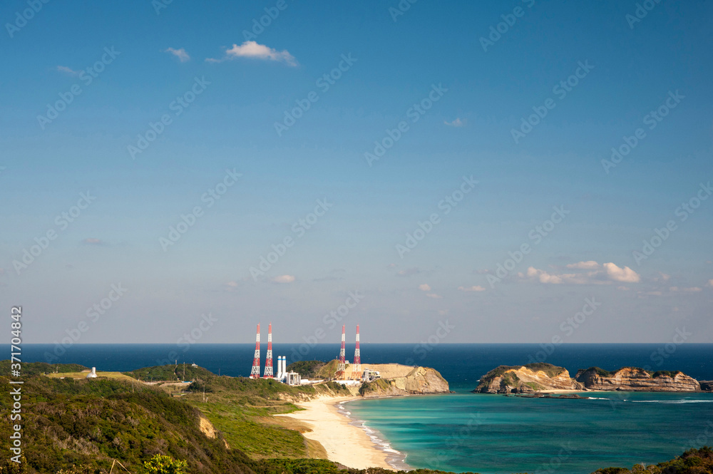種子島のロケットの丘からの美しい眺め全景