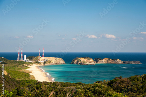 種子島のロケットの丘からの美しい眺め全景