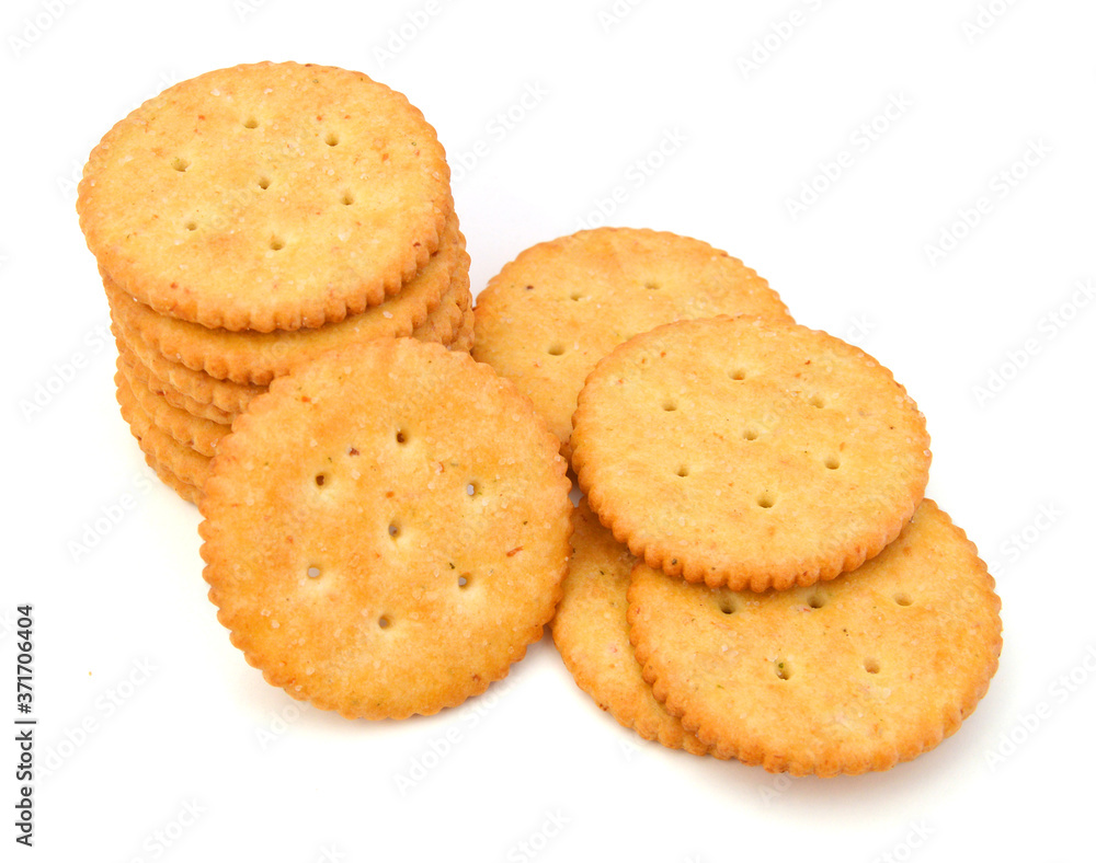 Delicious crackers isolated on white Delicious crackers isolated on white