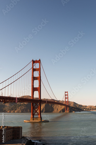 Golden Gate Bridge seen from Fort Point at sunset
