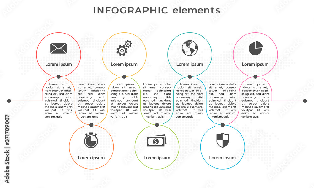Timeline infographic template circle 7 options.
Timeline infographic template circle 7 options.