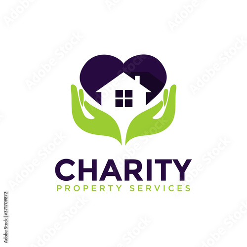 Charity Property Service logo, support the house in the heart vector
