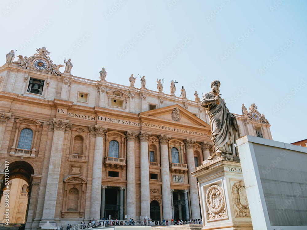 Statue of St Peter and St. Peter's Basilica