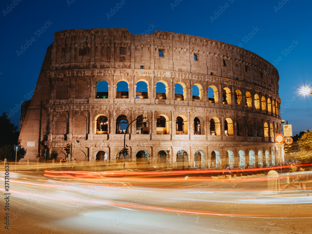 Night photography of Colosseum, Rome, Italy