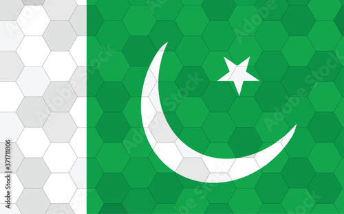 Pakistan flag illustration. Futuristic Pakistani flag graphic with abstract hexagon background vector. Pakistan national flag symbolizes independence.