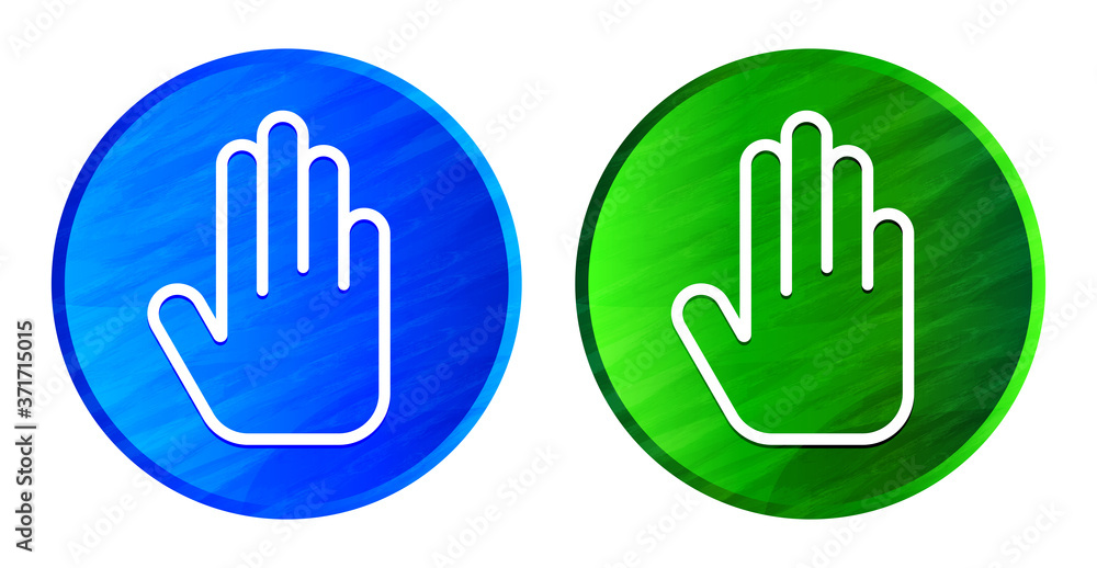 Stop hand icon grunge texture round button set illustration Stop hand icon grunge texture round button set illustration