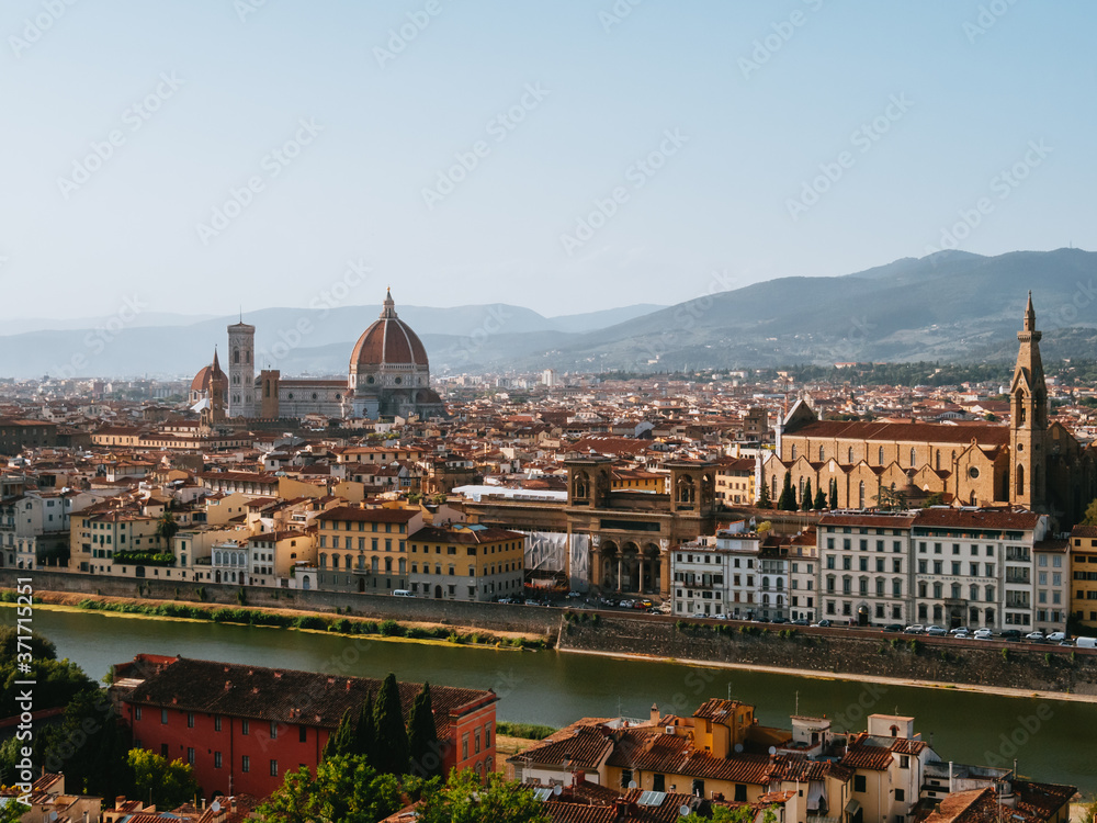 Sunset Panoramic View of Florence city from Piazzale Michelangelo