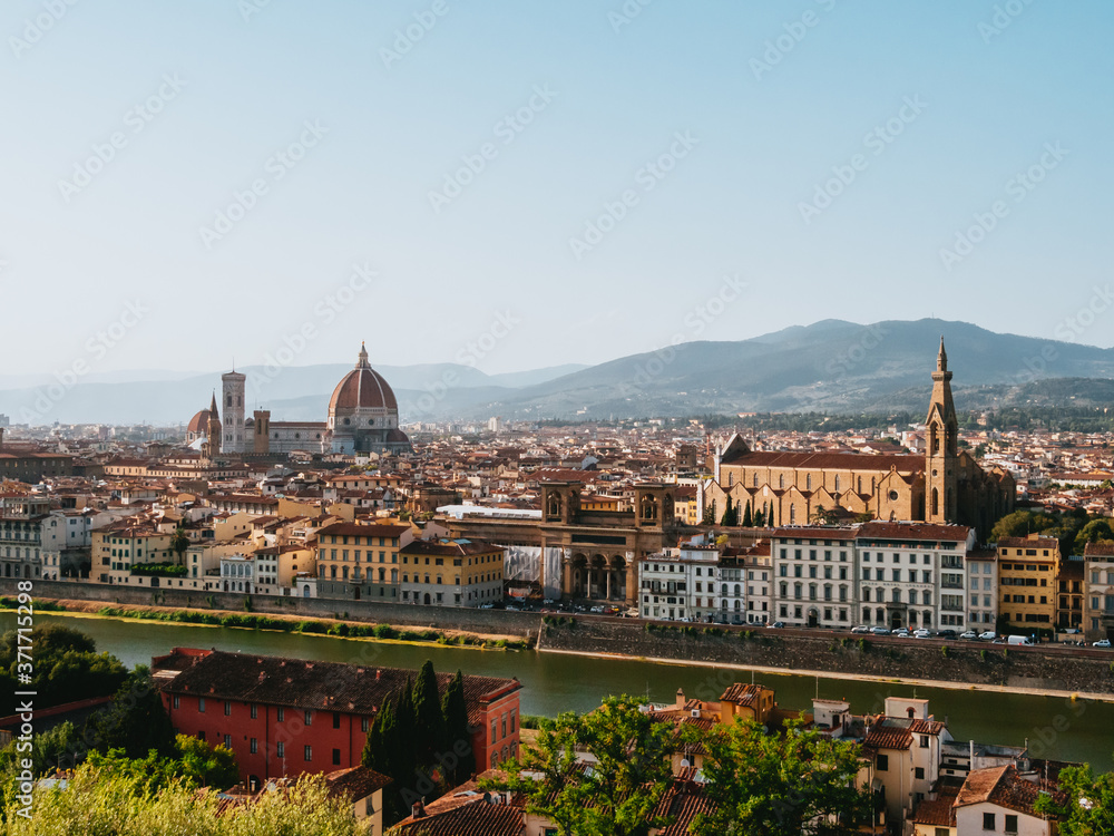 Sunset Panoramic View of Florence city from Piazzale Michelangelo