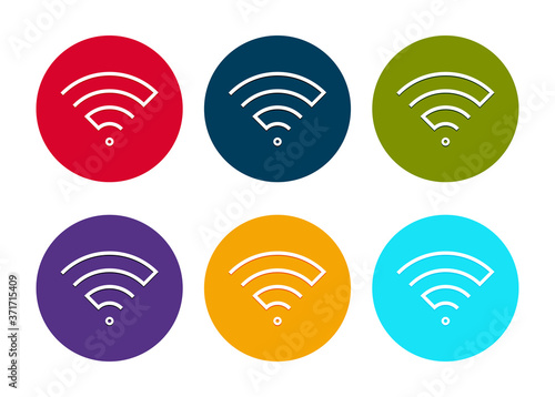 Wifi icon modern flat round button set illustration