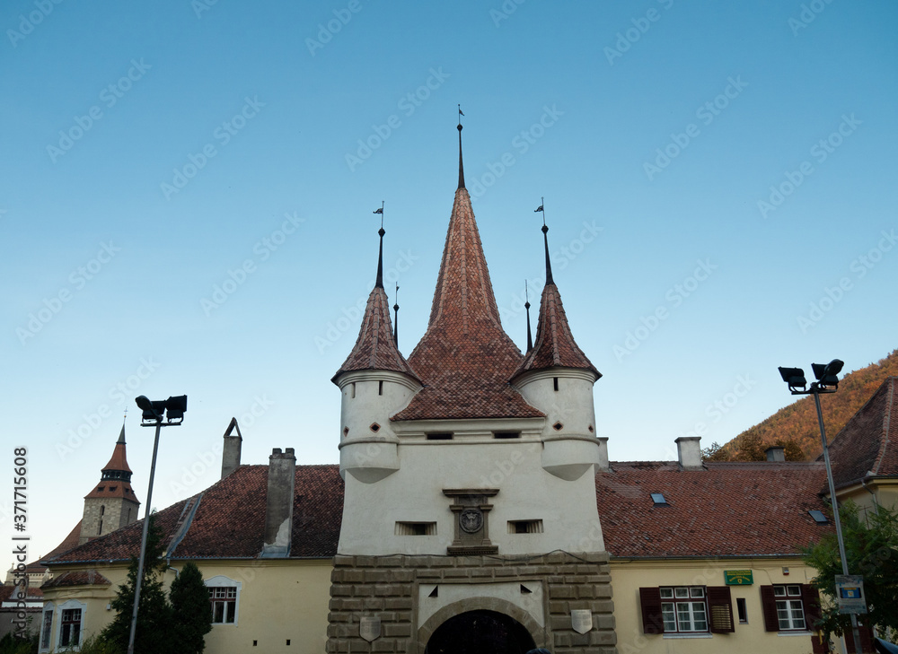 Upper part of Catherine's gate in Brasov, city in Romania.