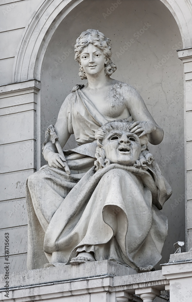 Allegoric Comedy statue of Lviv Theater of Opera and Ballet (Lviv Opera House), Ukraine
