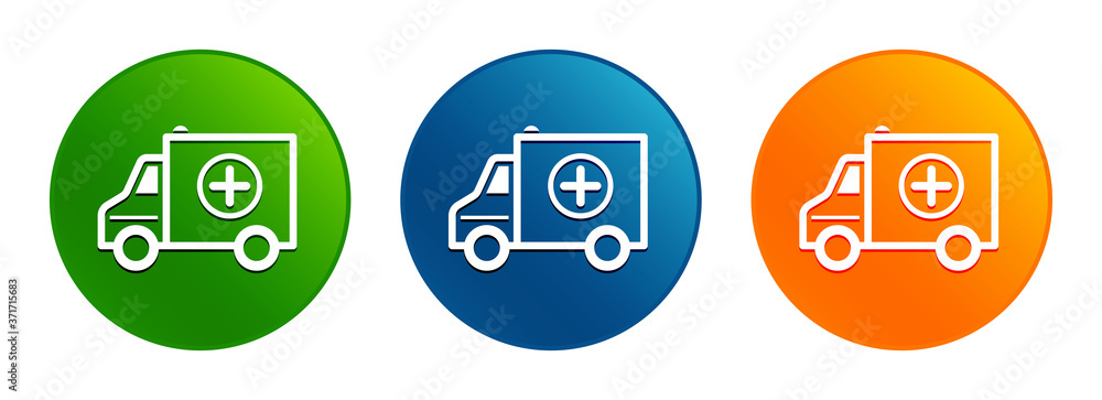Ambulance icon liquid design round button set illustration Ambulance icon liquid design round button set illustration