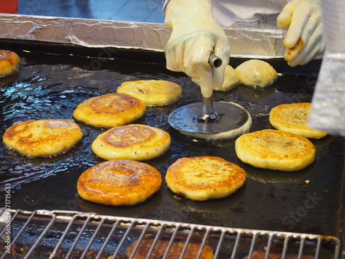 Traditional Korean cuisine called Hotteok, Seoul, Korea photo