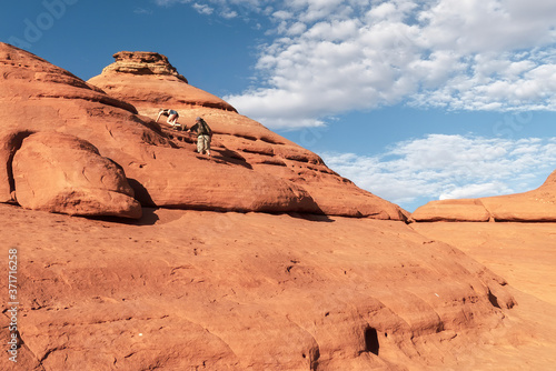 Couple hiking on mountains