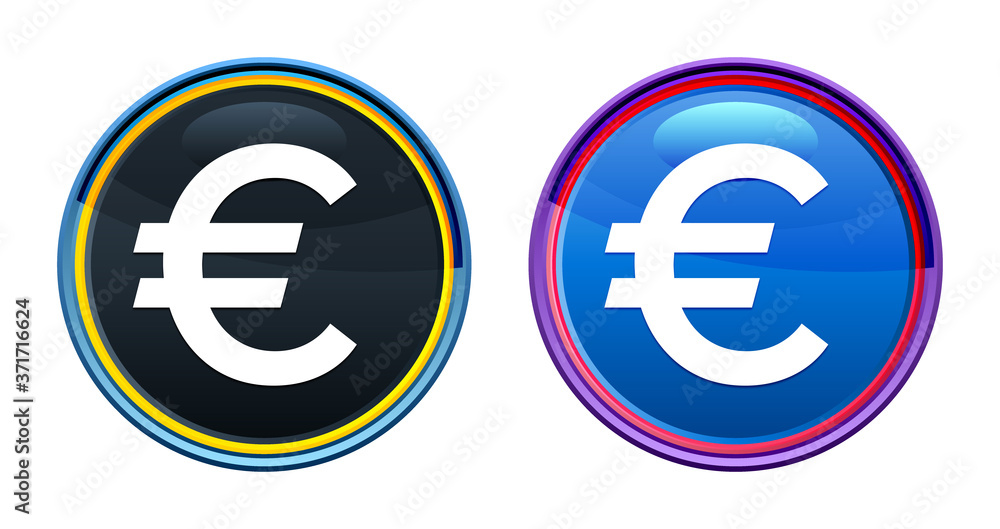 Euro sign icon artistic glassy round buton set illustration Euro sign icon artistic glassy round buton set illustration