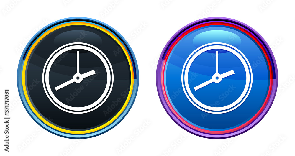 Clock icon artistic glassy round buton set illustration Clock icon artistic glassy round buton set illustration