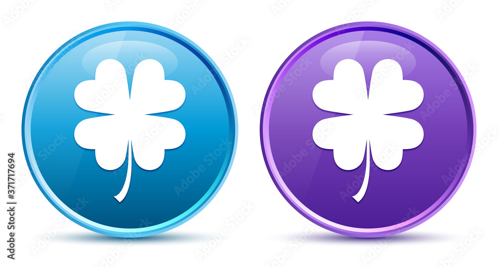 Lucky four leaf clover icon sleek soft round button set illustration Lucky four leaf clover icon sleek soft round button set illustration