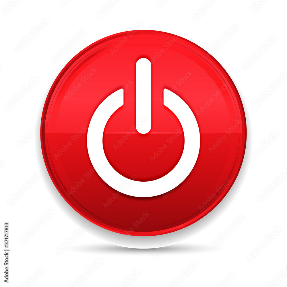 Power icon shiny luxury design red button vector Power icon shiny luxury design red button vector