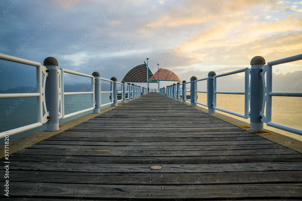 Sunrise on the Strand jetty, Townsville with Magnetic Island behind