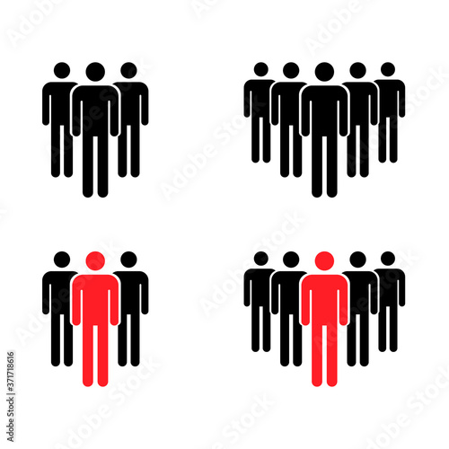 Grouping people collection flat icon isolated on white background. Teamwork symbol. Leadership vector illustration set