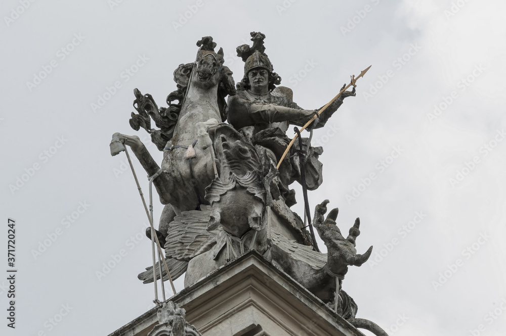 Fototapeta premium The top sculpture of St. George's Greek Catholic cathedral in Lviv, Ukraine