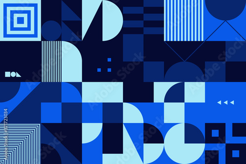 Geometric Pattern Vector Design With Duotone Dark Blue Colors